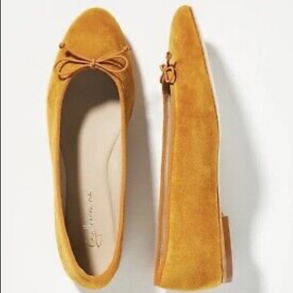 NIB Anthropologie Guilhermina Veludo Velvet Ballet Flats Ginger Ballet Flats - Picture 6 of 13